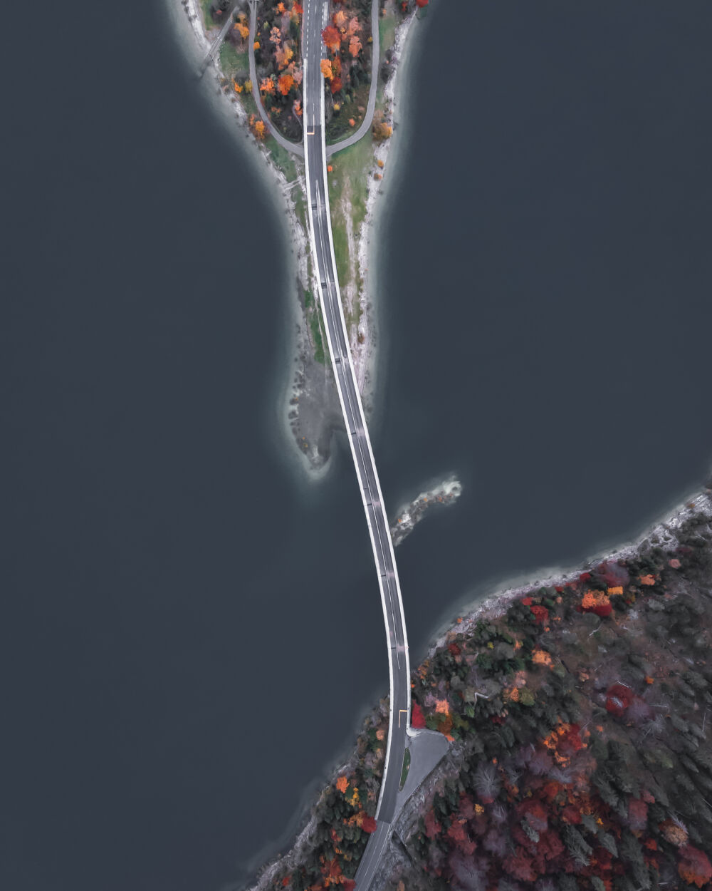 Sylvensteinbridge Drone Top Down During Autumn
