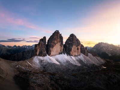 Drei Zinnen na Zonsondergang