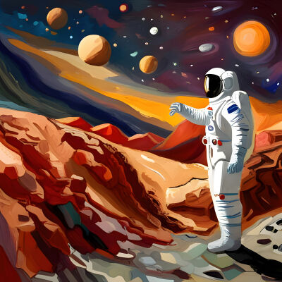 Astronaut op een planeet