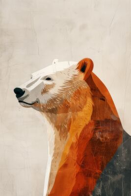 Tranquil Majesty Stylized Bear Portrait in Warm Tones