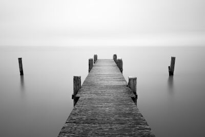 Palen en steiger in het IJsselmeer