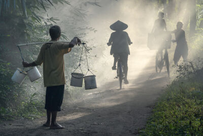 Bicycle in the mist