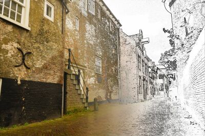 Fotoschets Straat in oude binnenstad