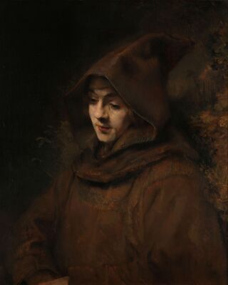 Rembrandts zoon Titus in monniksdracht - Rembrandt van Rijn uit 1660